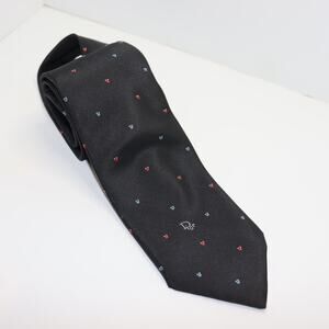 Christian Dior Black 3"‎ Silk Tie – Microdot Pattern, Made in Italy